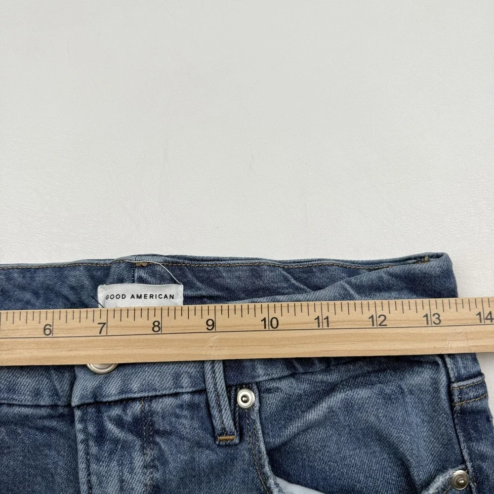 Good American Jeans Womens 4 27 Distressed High Rise Straight Leg Denim Classic‎